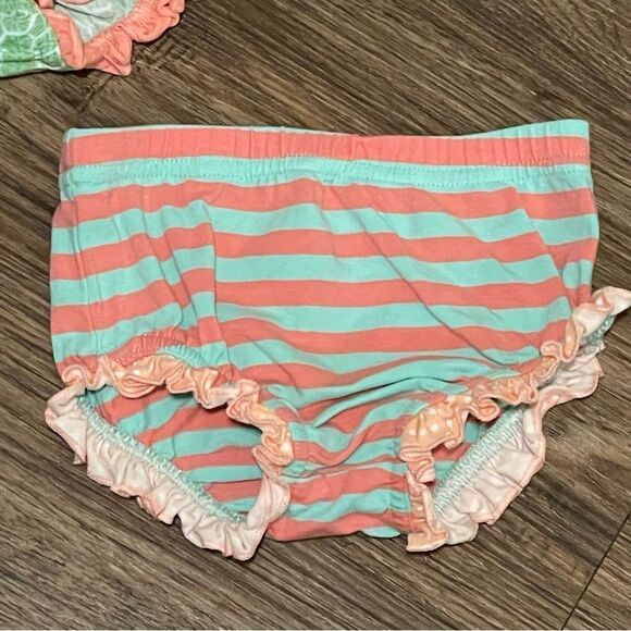 Matilda Jane 3 pairs of Diaper Cover Bloomers Coral Peach Blue Green 6-12 months - Picture 5 of 13